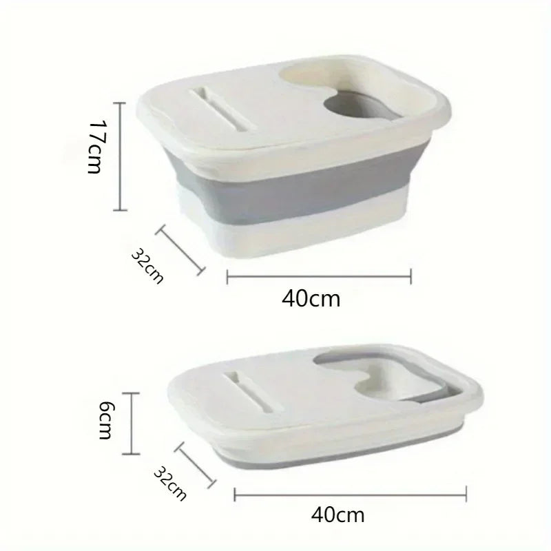 FabFit Foldable Foot Bath Soaking Bucket with Cover – Collapsible Basin, White, Pink or Green