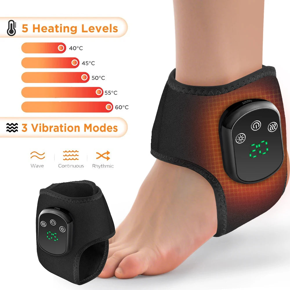 FabFit Cordless Heated Wrist & Ankle Massager Wrap – Heat & 3 Vibration Levels, Left or Right