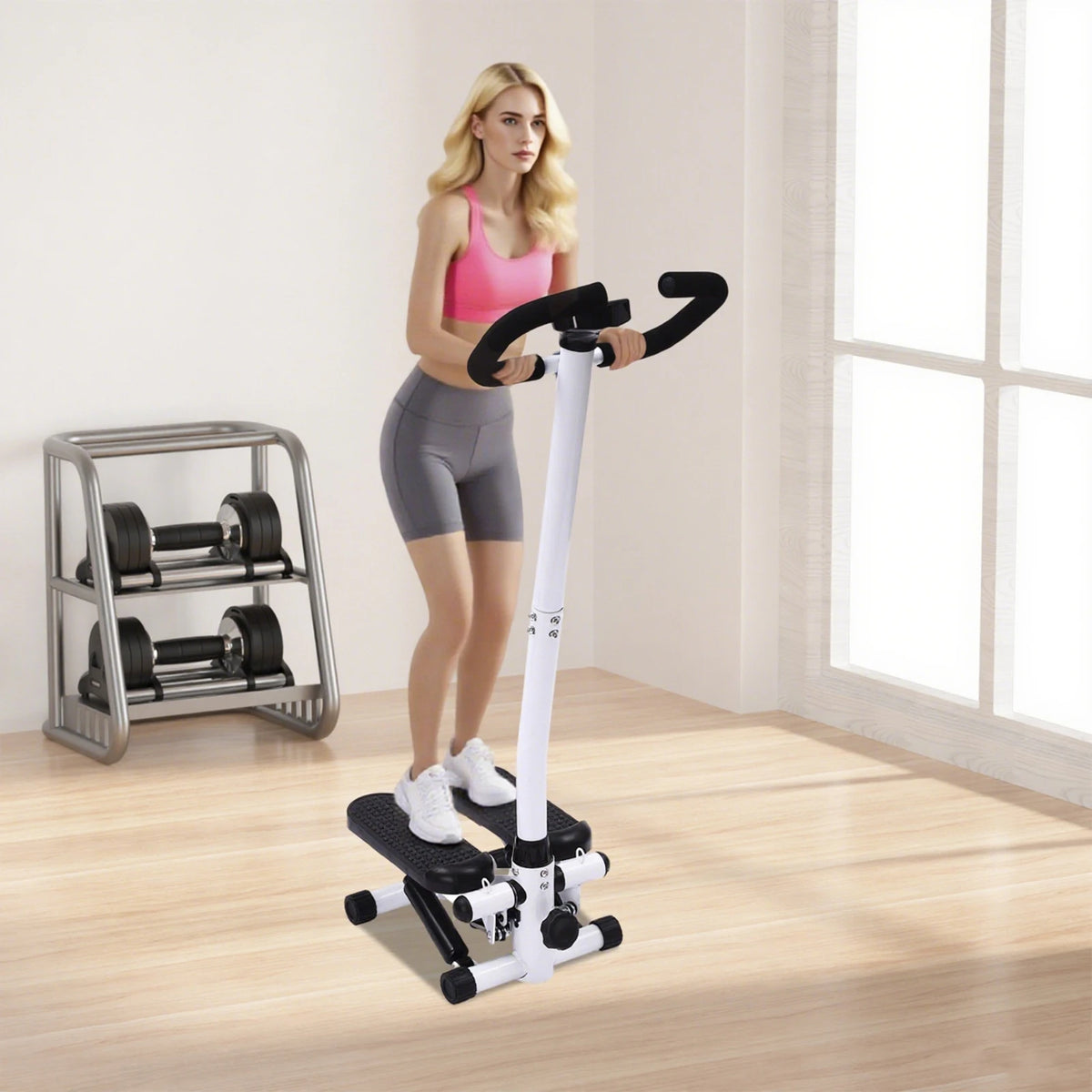 FabFit Fitness Stepper with Handlebars – 150 kg Max User Weight, Resistance Bands, Home Cardio