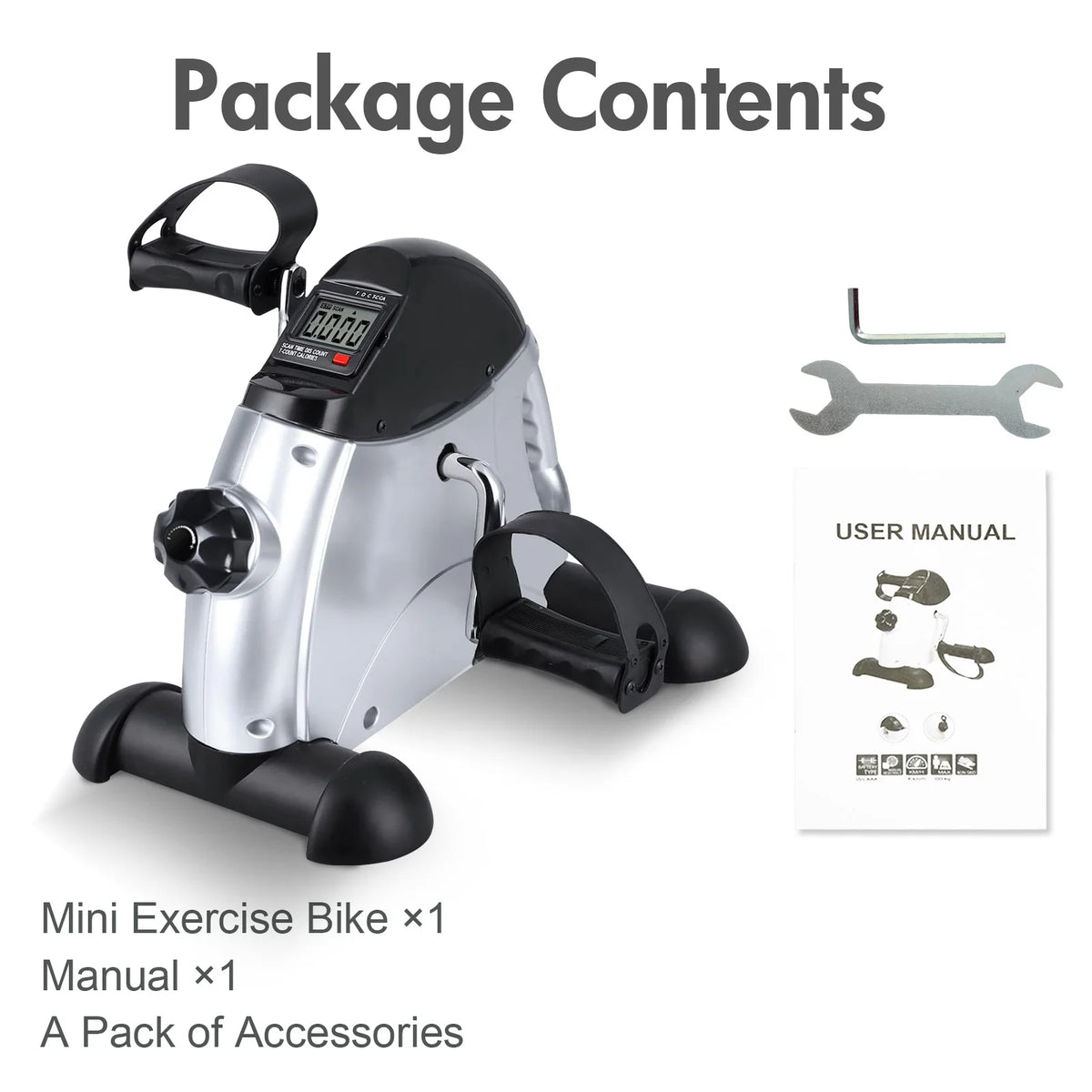 FabFit Motorised Under Desk Pedal Exerciser – LCD Display, Arm & Leg Mini Exercise Bike