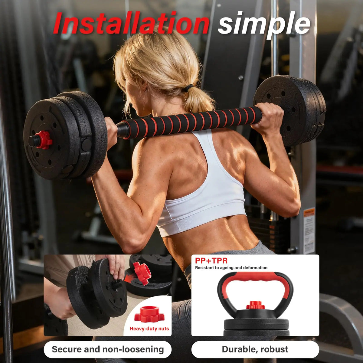 FabFit Dumbbell & Barbell Weight Set – 15 kg, 20 kg or 30 kg, with Kettlebell Option