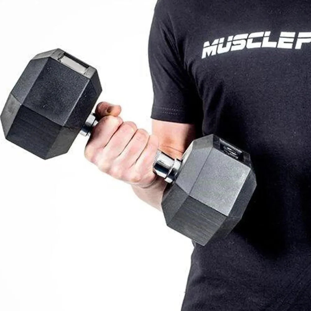 FabFit Hex Dumbbells Set 2 x 5 kg or 2 x 7.5 kg – Rubber-Covered Hand Weights for Home Gym