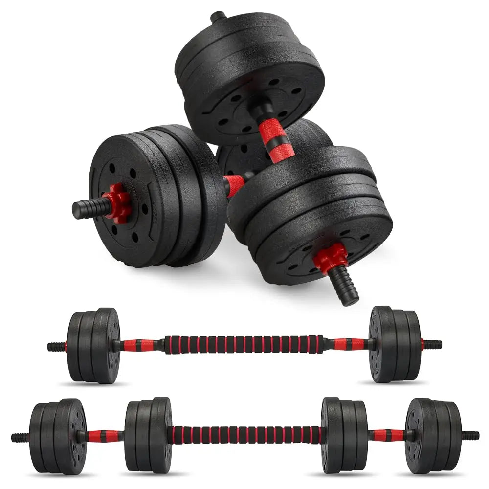 FabFit Dumbbell & Barbell Weight Set – 15 kg, 20 kg or 30 kg, with Kettlebell Option