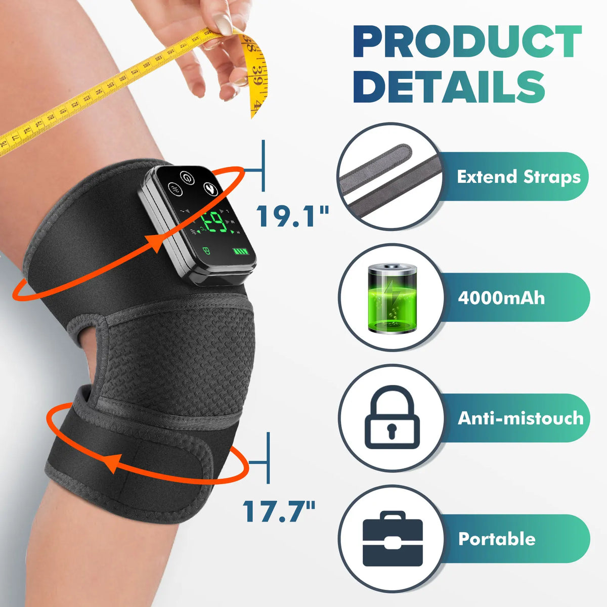 FabFit 3-in-1 Cordless Heated Knee & Shoulder Massager – Vibration Wrap for Leg, Arm & Joints