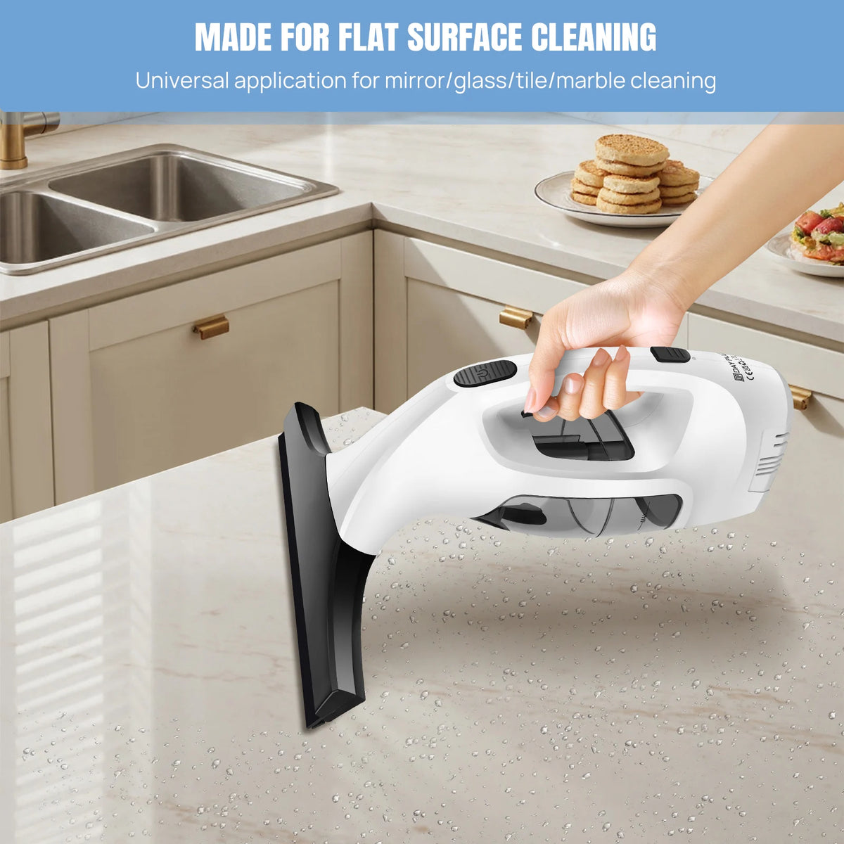 FabFit Cordless Window Vacuum Cleaner – Electric Squeegee with 300 ml Spray Bottle for Glass