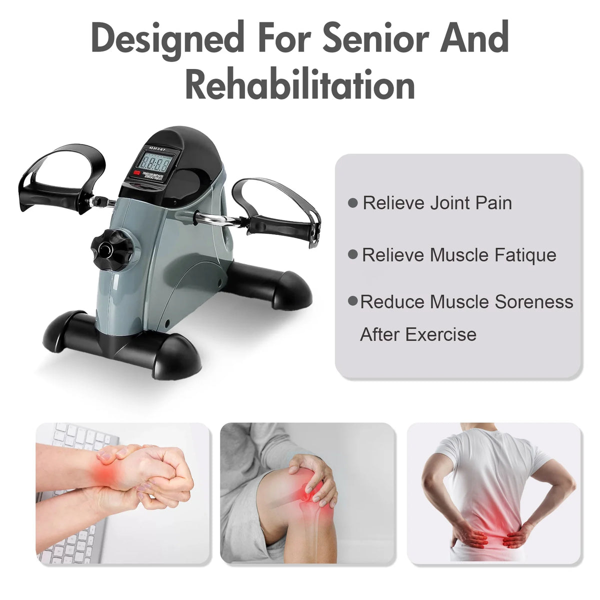FabFit Motorised Under Desk Pedal Exerciser – LCD Display, Arm & Leg Mini Exercise Bike
