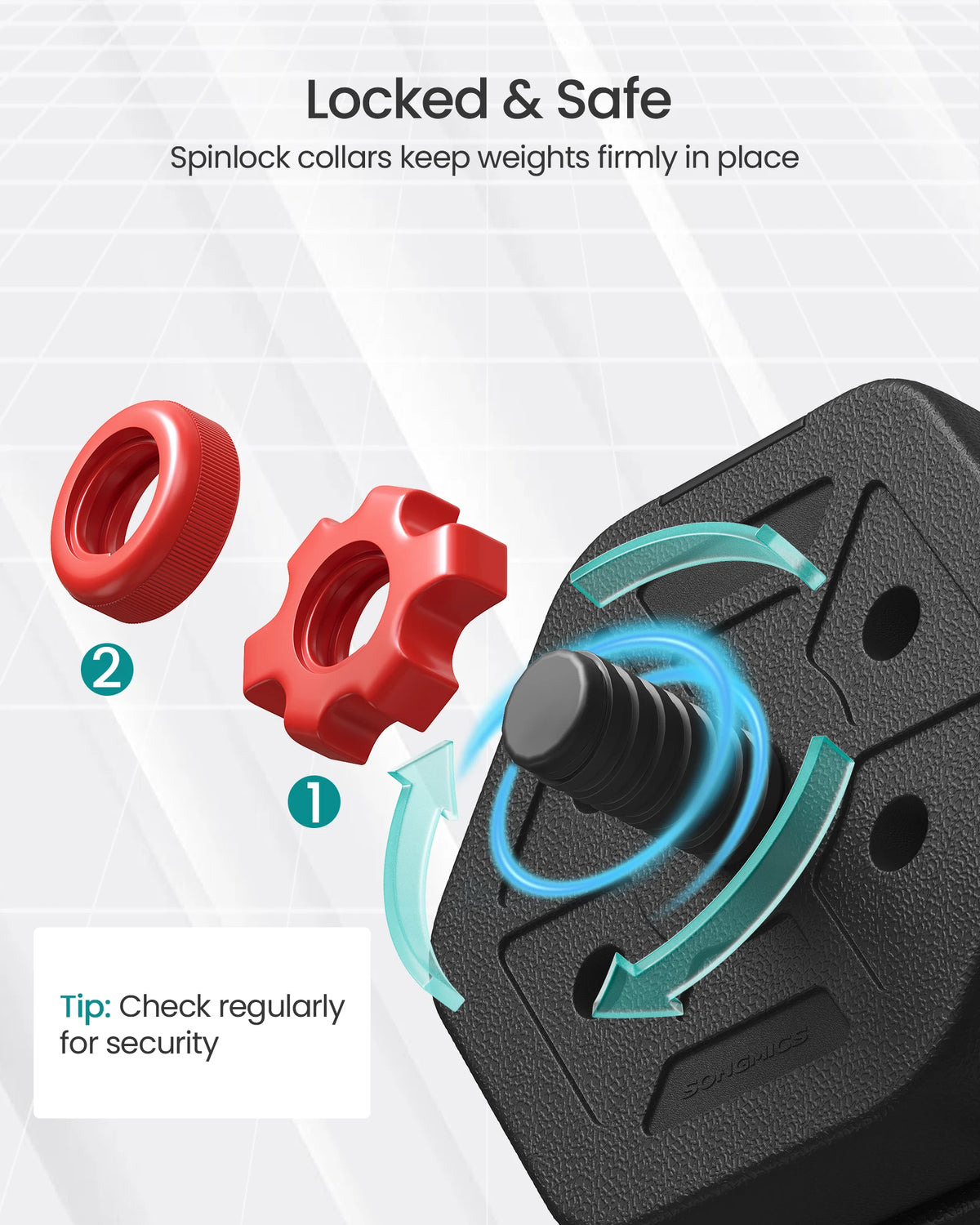 FabFit Adjustable Dumbbell Set 10 kg – Hexagon Weight Plates with Connecting Bar, Black
