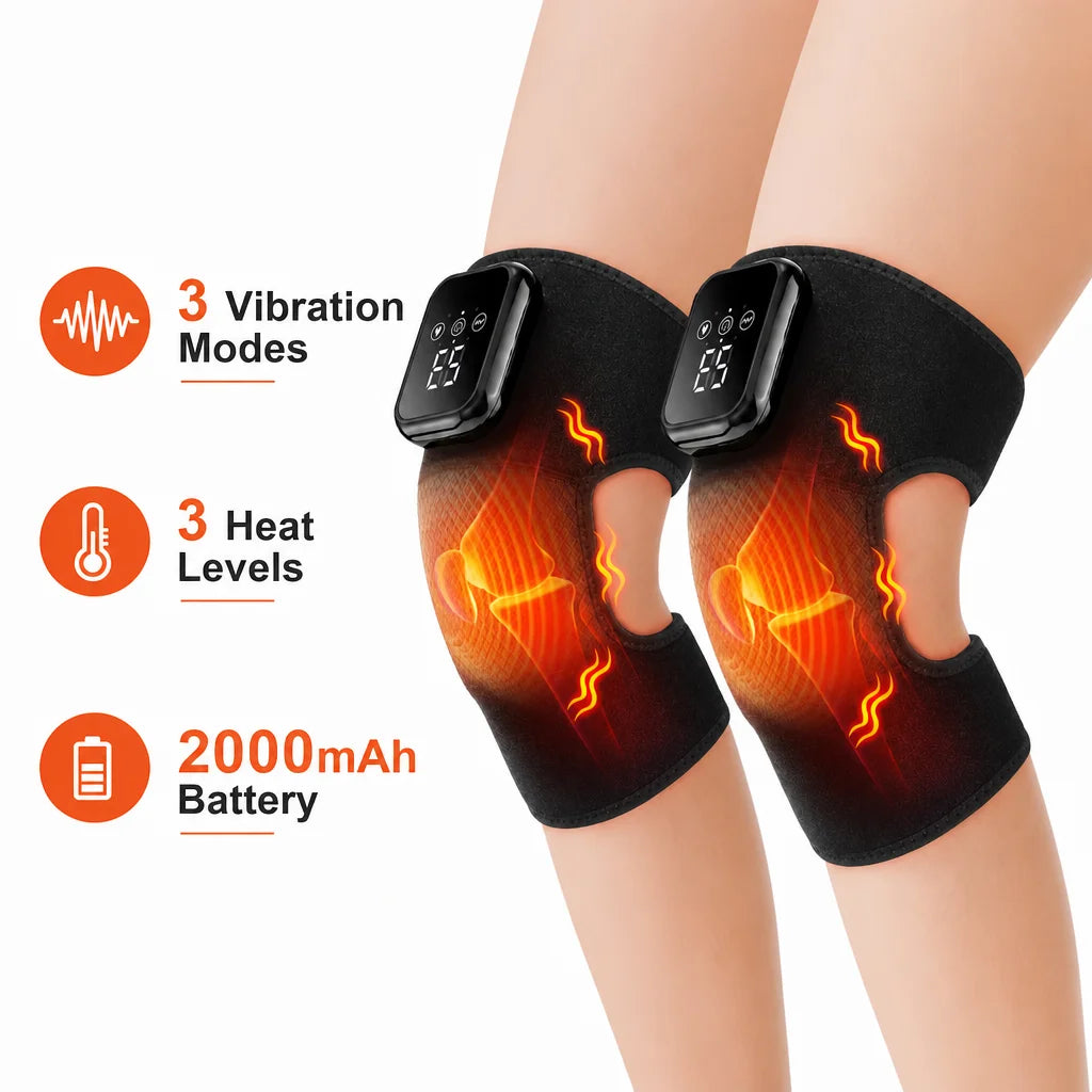 FabFit Rechargeable Heated Knee Massager – 3-in-1 Shoulder, Knee & Elbow Wrap, 5000mAh Option