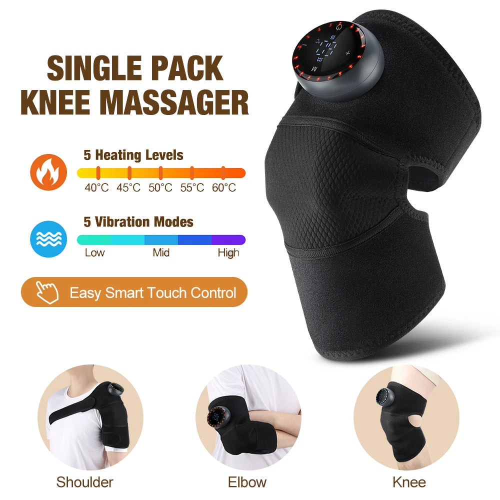 FabFit Cordless Heated Knee Massager – 3-in-1 Knee, Shoulder & Elbow Wrap, 4000mAh, Timer