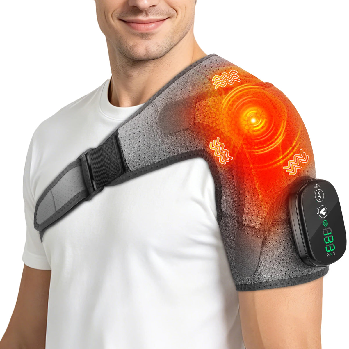 FabFit Heated Knee Massager Wrap – 3 Heat Levels 45–65°C, Vibration, 4000mAh Rechargeable