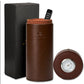 FabFit Portable Leather Cigar Case – Cedar Wood Lined Travel Humidor with Hygrometer, Fits 5
