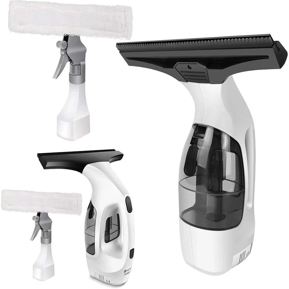FabFit Cordless Window Vacuum Cleaner – Electric Squeegee with 300 ml Spray Bottle for Glass