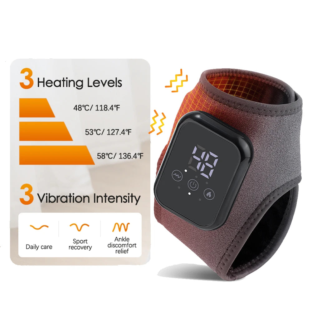 FabFit Cordless Heated Wrist & Ankle Massager Wrap – Heat & 3 Vibration Levels, Left or Right