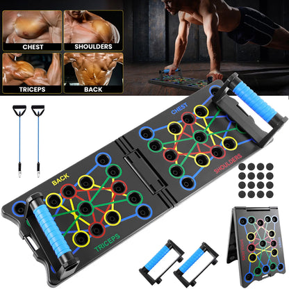 FabFit Foldable Push-Up Board – Portable Multifunctional Push-Up Bar for Home Strength Training