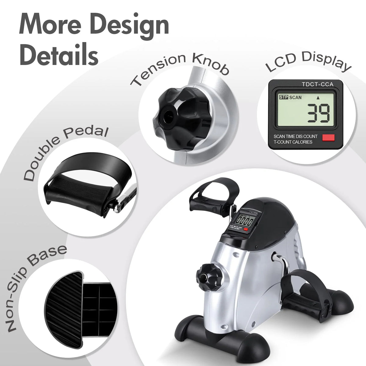 FabFit Motorised Under Desk Pedal Exerciser – LCD Display, Arm & Leg Mini Exercise Bike
