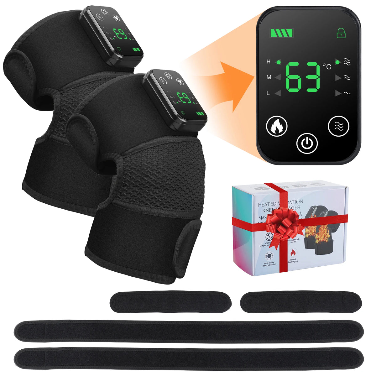 FabFit Rechargeable Heated Knee Massager – 3-in-1 Shoulder, Knee & Elbow Wrap, 5000mAh Option