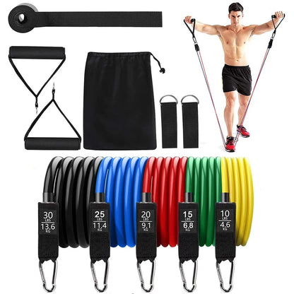 FabFit Resistance Bands Set 11 Pcs – Pull Rope Home Gym Kit for Yoga, Fitness & Strength Training