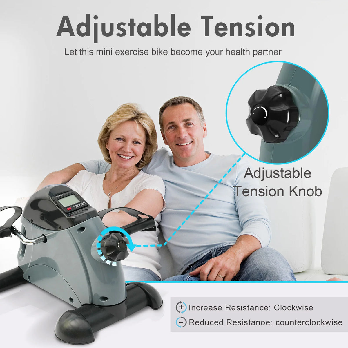 FabFit Motorised Under Desk Pedal Exerciser – LCD Display, Arm & Leg Mini Exercise Bike