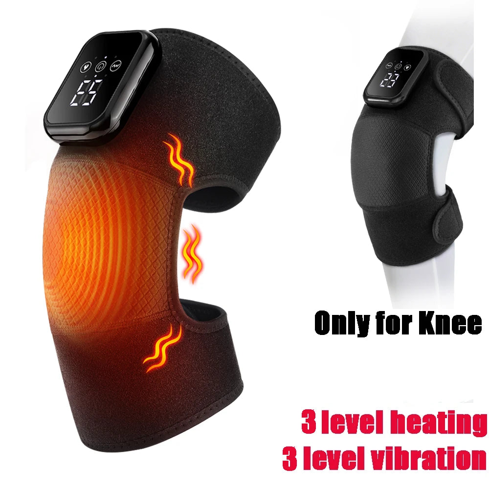 FabFit Rechargeable Heated Knee Massager 2-in-1 – Knee & Elbow Wrap, 3 Heat Levels, Vibration