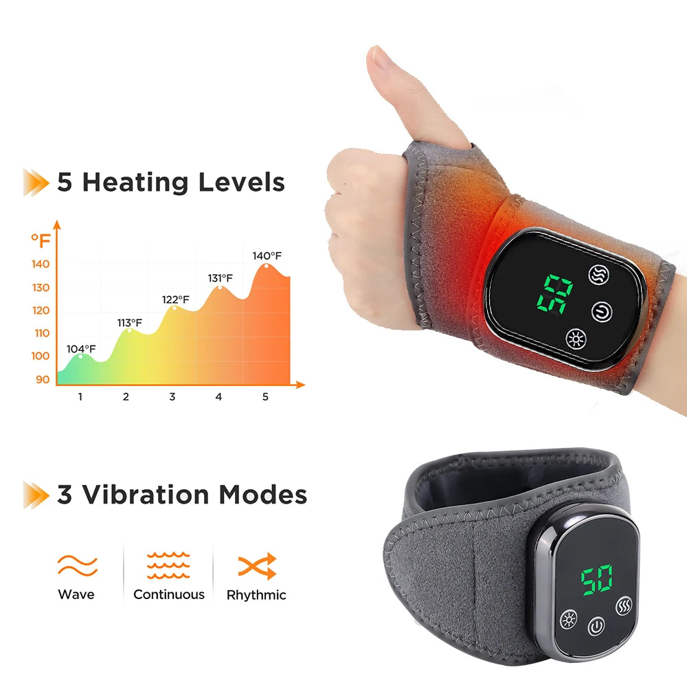 FabFit Cordless Heated Wrist & Ankle Massager Wrap – Heat & 3 Vibration Levels, Left or Right