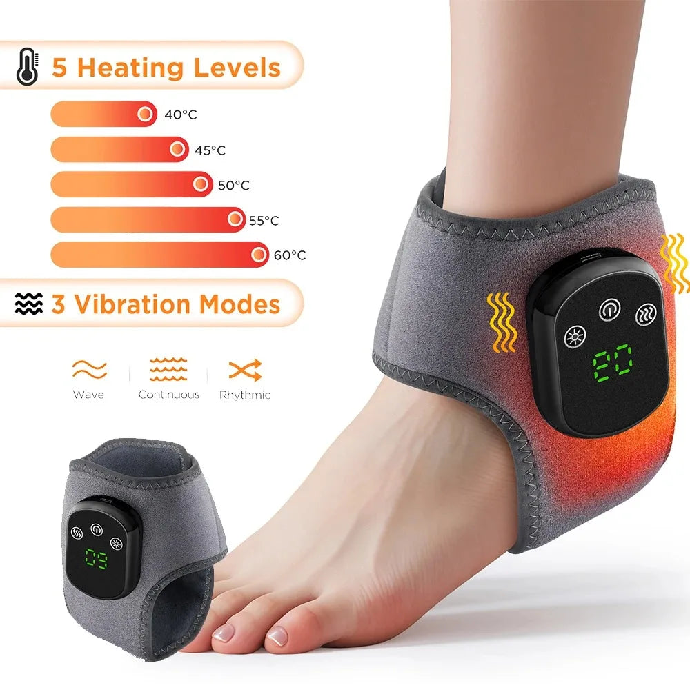 FabFit Cordless Heated Wrist & Ankle Massager Wrap – Heat & 3 Vibration Levels, Left or Right