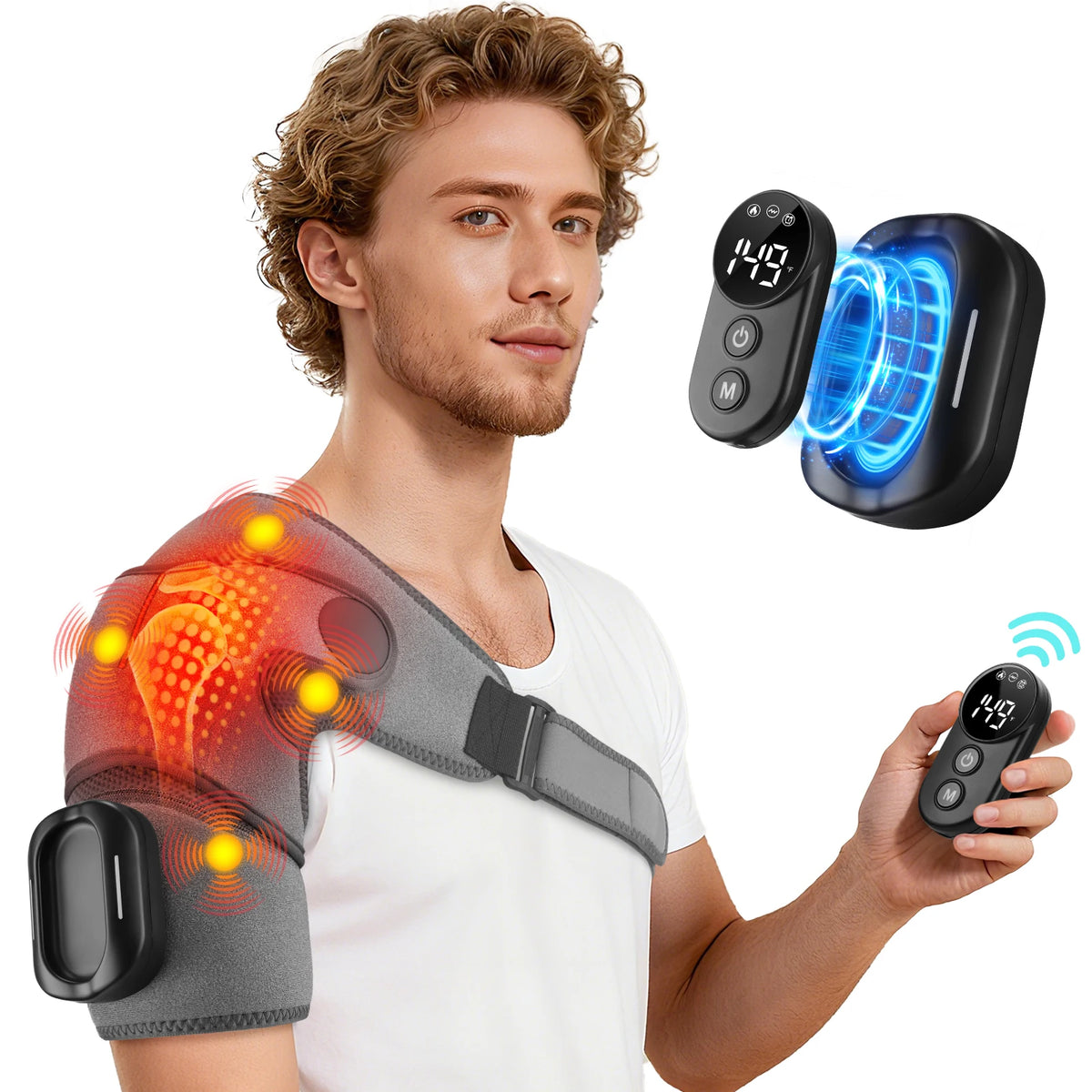 FabFit Heated Knee Massager Wrap – 3 Heat Levels 45–65°C, Vibration, 4000mAh Rechargeable