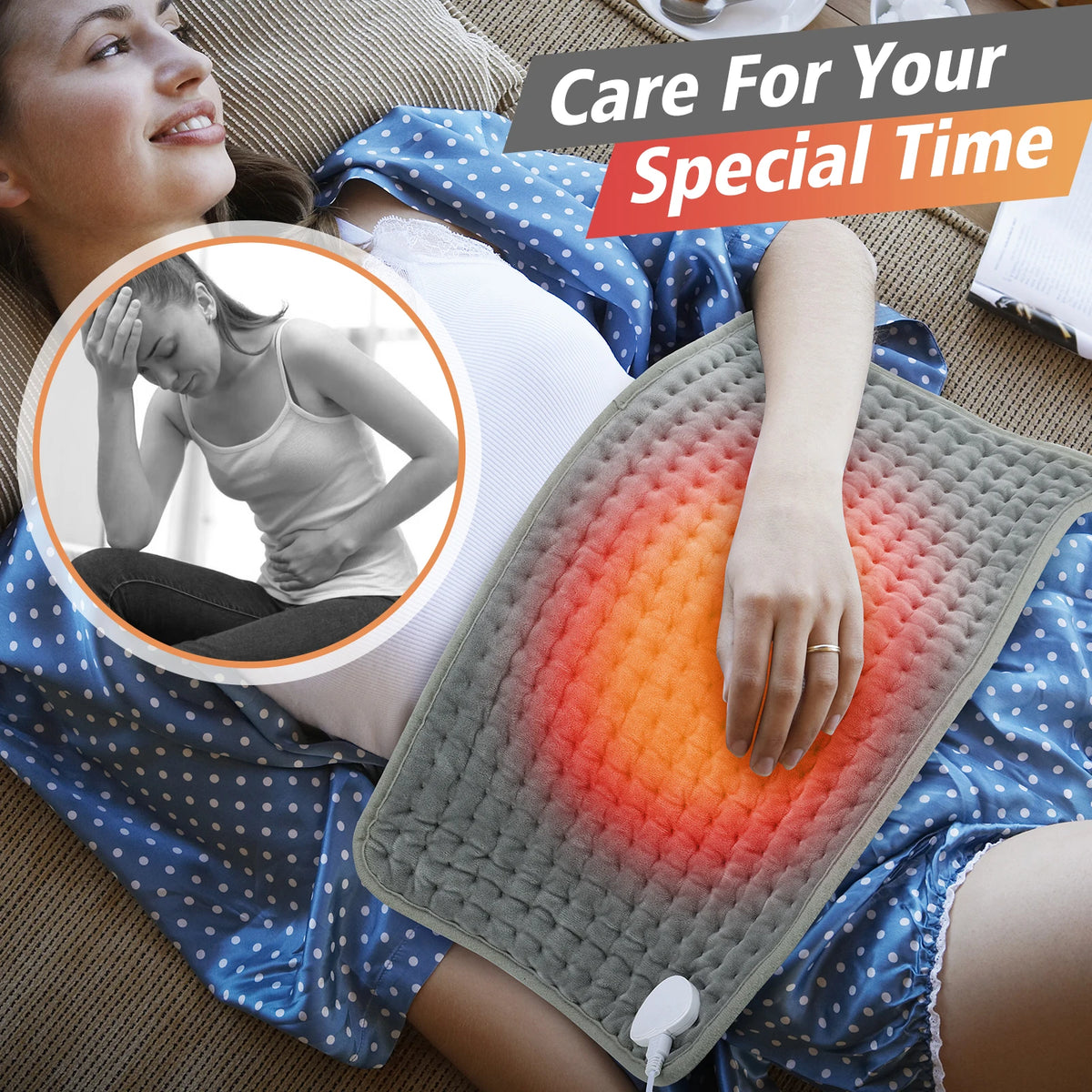 FabFit Electric Heating Pad 60 x 30 cm – 9 Heat Levels, 75 W, Soft Microplush Cover, UK Plug