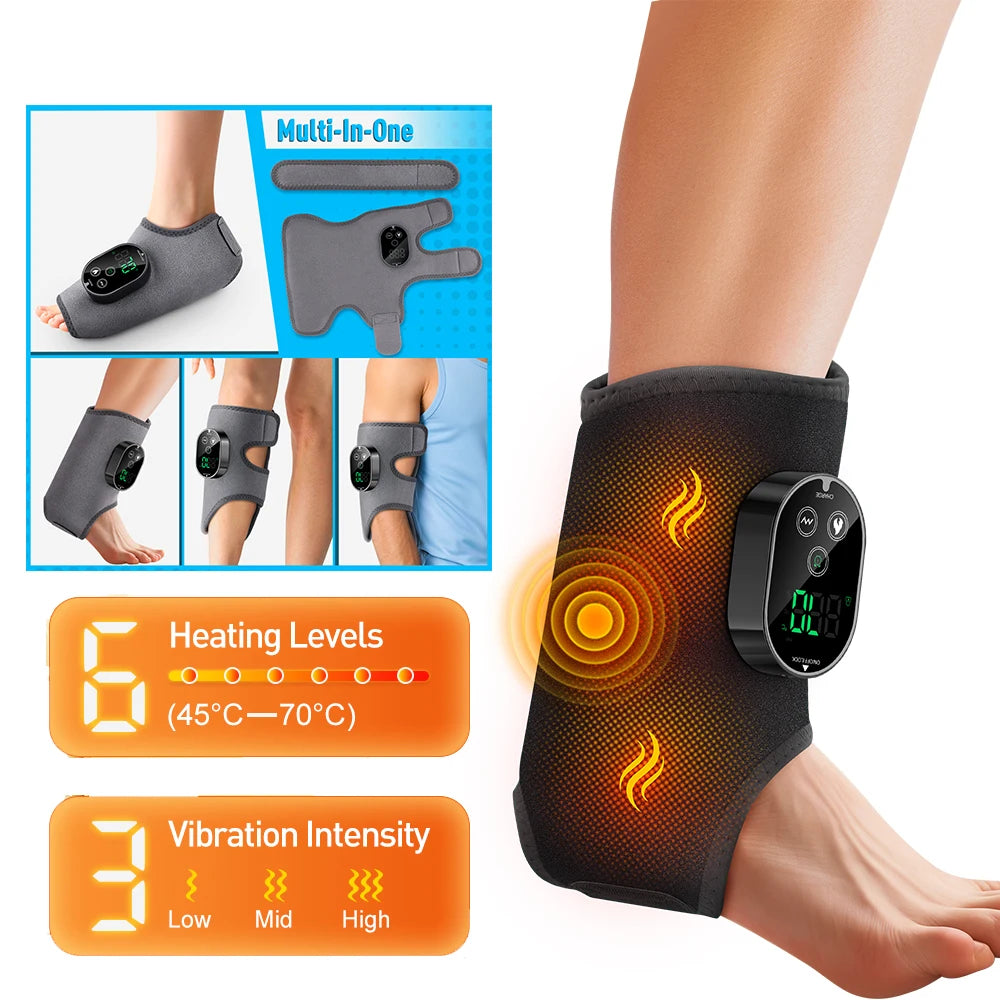 FabFit Cordless Heated Wrist & Ankle Massager Wrap – Heat & 3 Vibration Levels, Left or Right