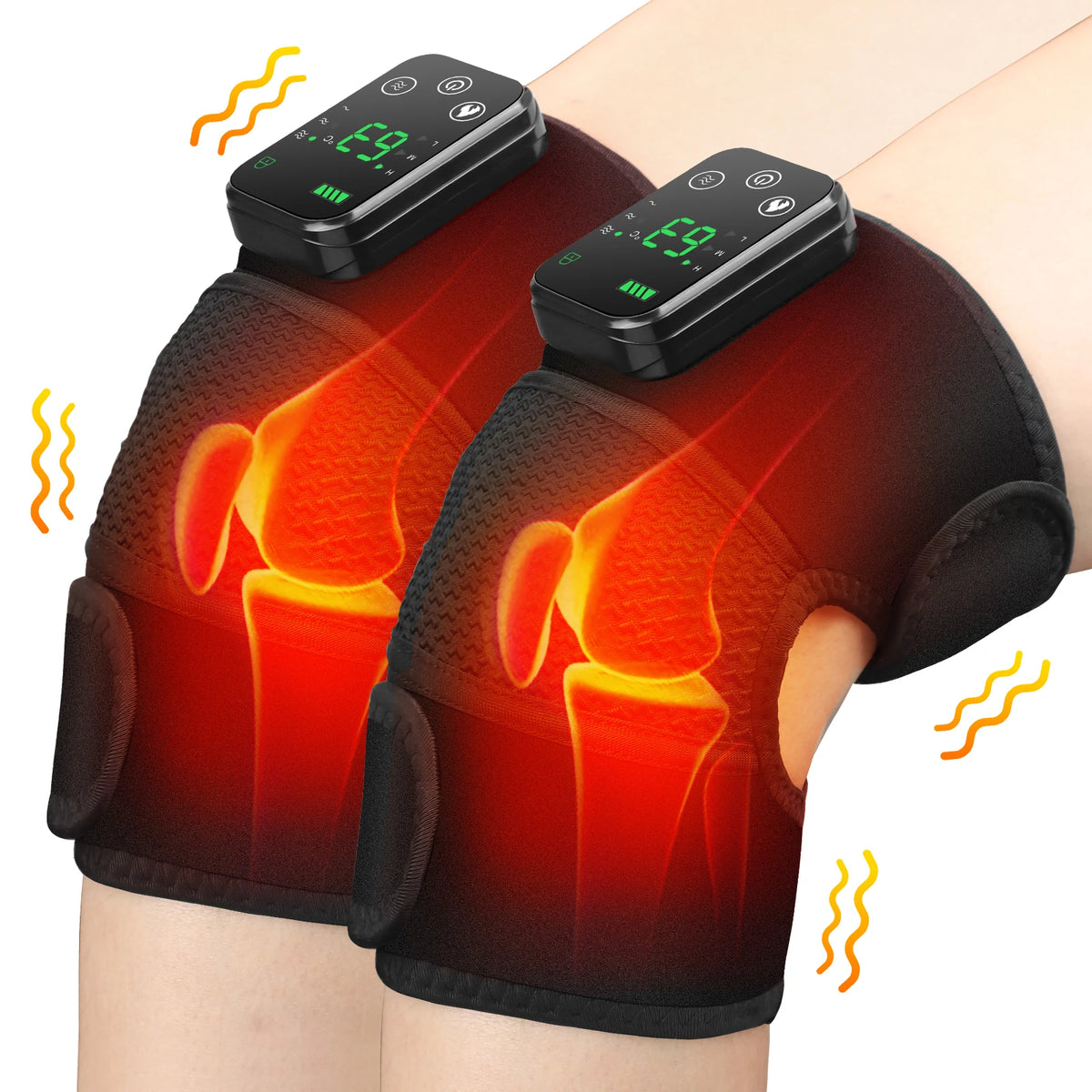 FabFit Rechargeable Heated Knee Massager – 3-in-1 Shoulder, Knee & Elbow Wrap, 5000mAh Option