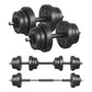 FabFit 2-in-1 Adjustable Dumbbell Set 2 x 10 kg – Converts to Barbell, Plastic-Coated Plates