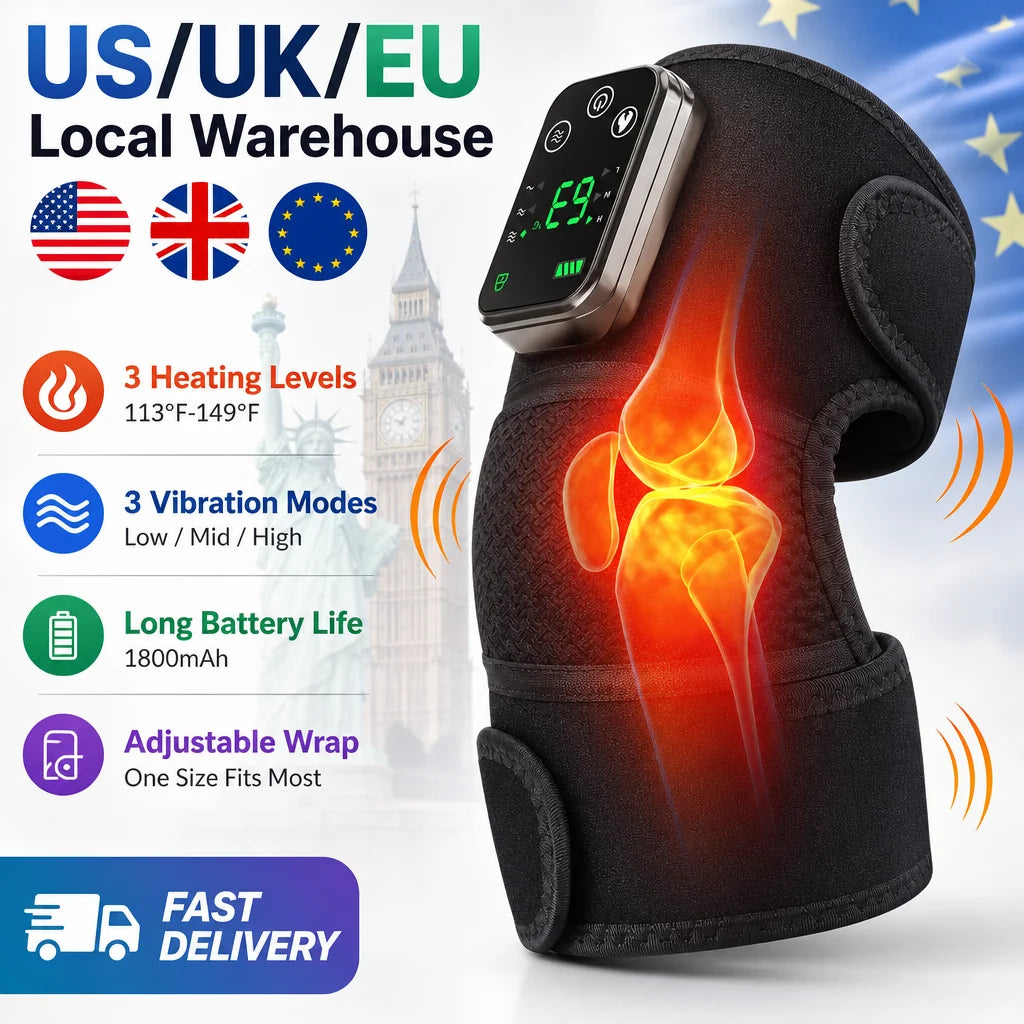 FabFit Wireless Heated Knee Massager Wrap – Knee, Shoulder & Elbow Support, USB Type-C
