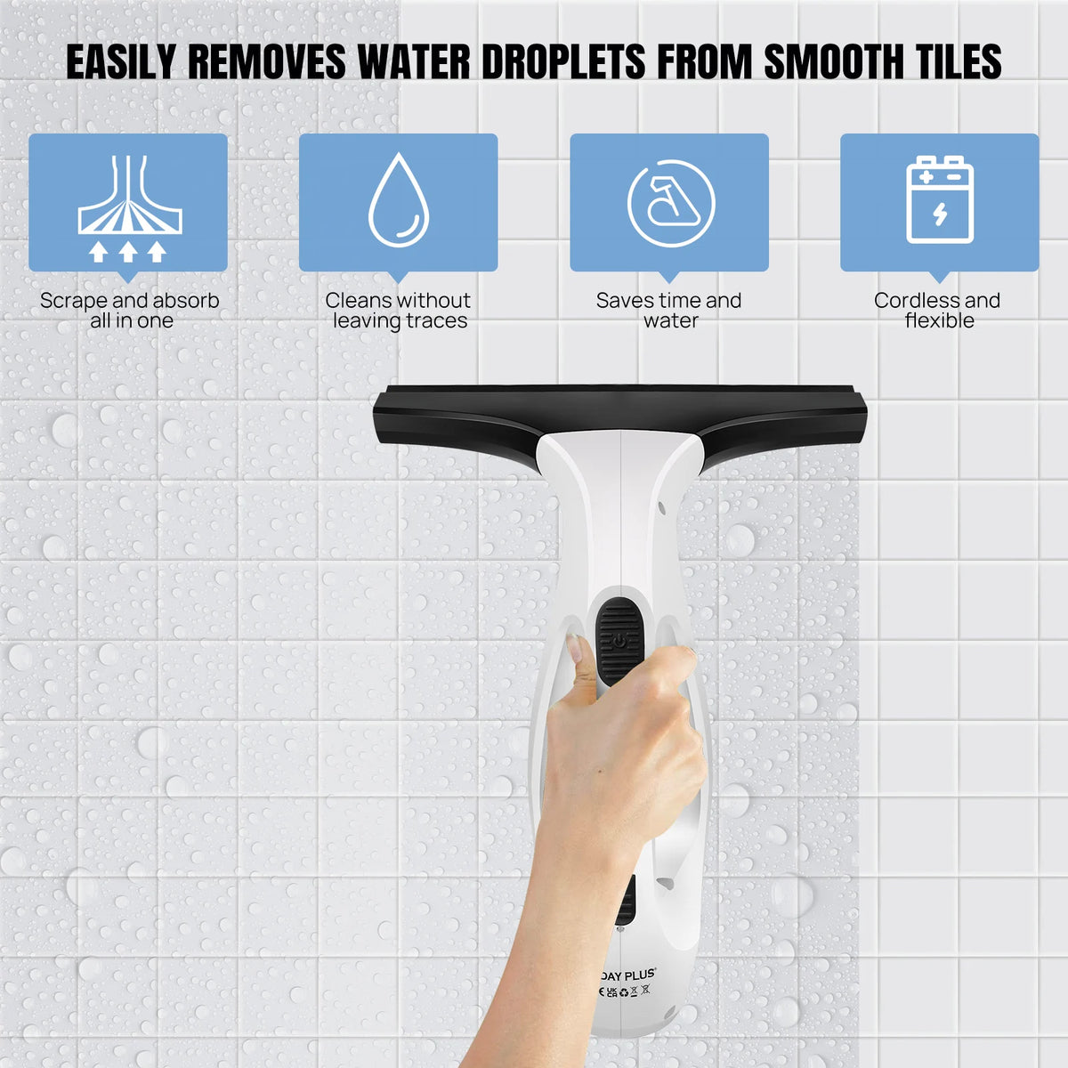 FabFit Cordless Window Vacuum Cleaner – Electric Squeegee with 300 ml Spray Bottle for Glass