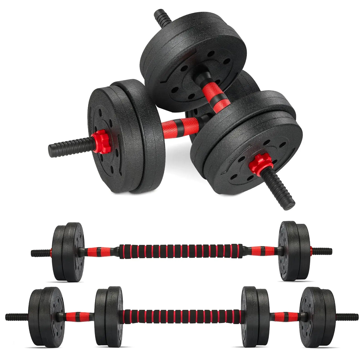 FabFit Dumbbell & Barbell Weight Set – 15 kg, 20 kg or 30 kg, with Kettlebell Option