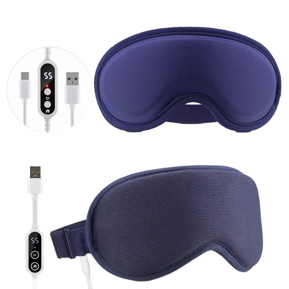 FabFit Heated Eye Massager Mask with Vibration – USB Warm Compress Blackout Mask, 2 Types