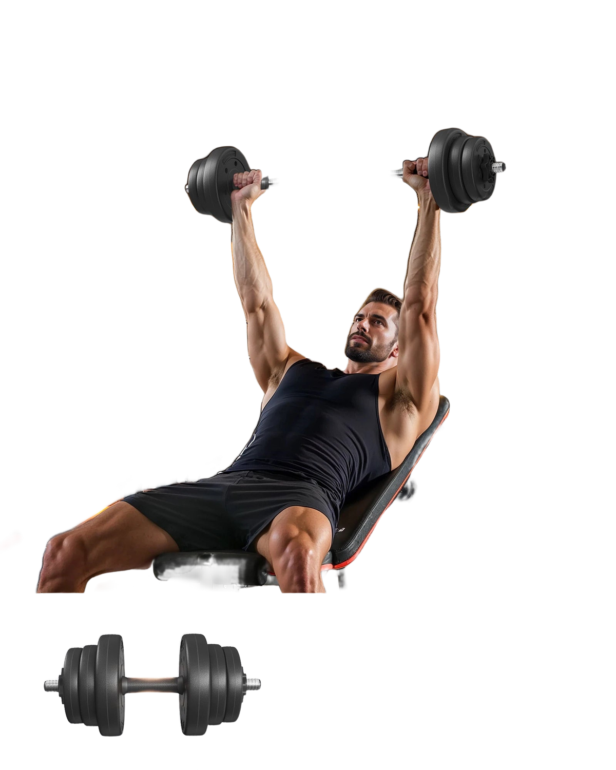 FabFit 2-in-1 Adjustable Dumbbell Set 2 x 10 kg – Converts to Barbell, Plastic-Coated Plates