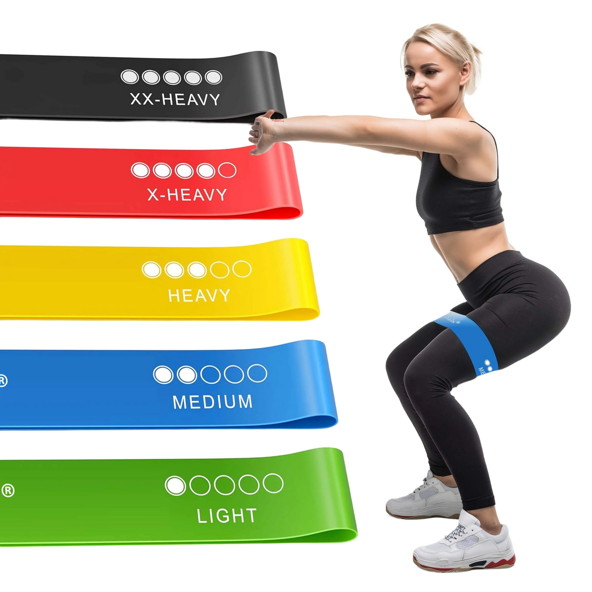 FabFit Latex Resistance Loop Bands Set 5 Pcs – Exercise Bands for Yoga, Pilates & Strength