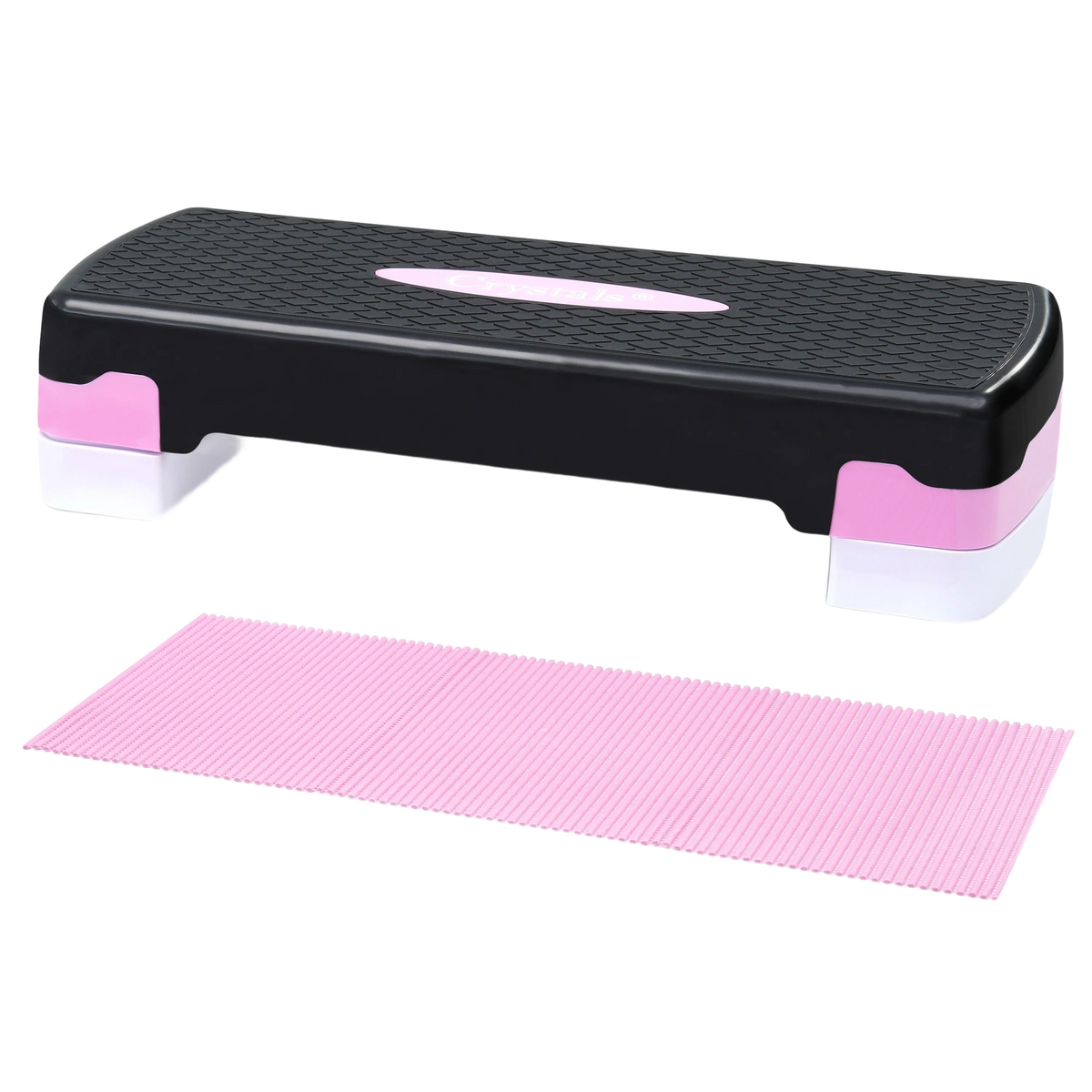 FabFit Aerobic Step Board 2 Tier – Cardio Fitness Stepper for Home Gym Exercise Training, Pink