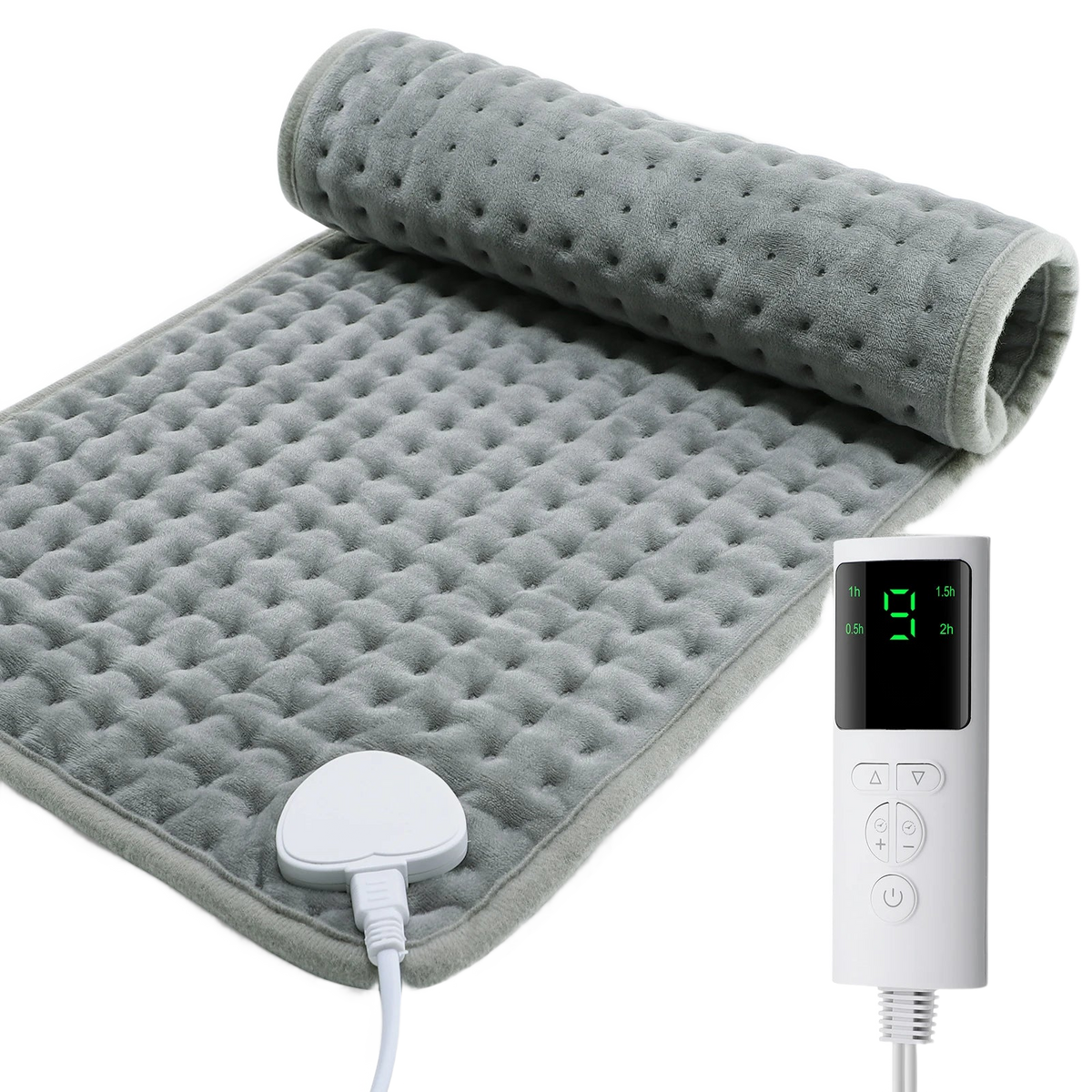 FabFit Electric Heating Pad 60 x 30 cm – 9 Heat Levels, 75 W, Soft Microplush Cover, UK Plug