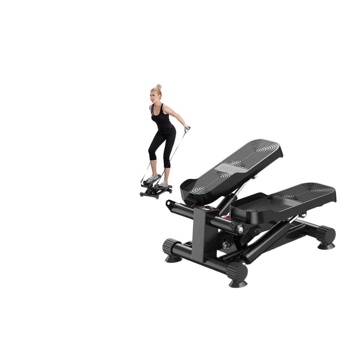 FabFit Mini Stepper with Resistance Bands – LCD Monitor, Hydraulic, 110 kg Max, Non-Slip Pedals