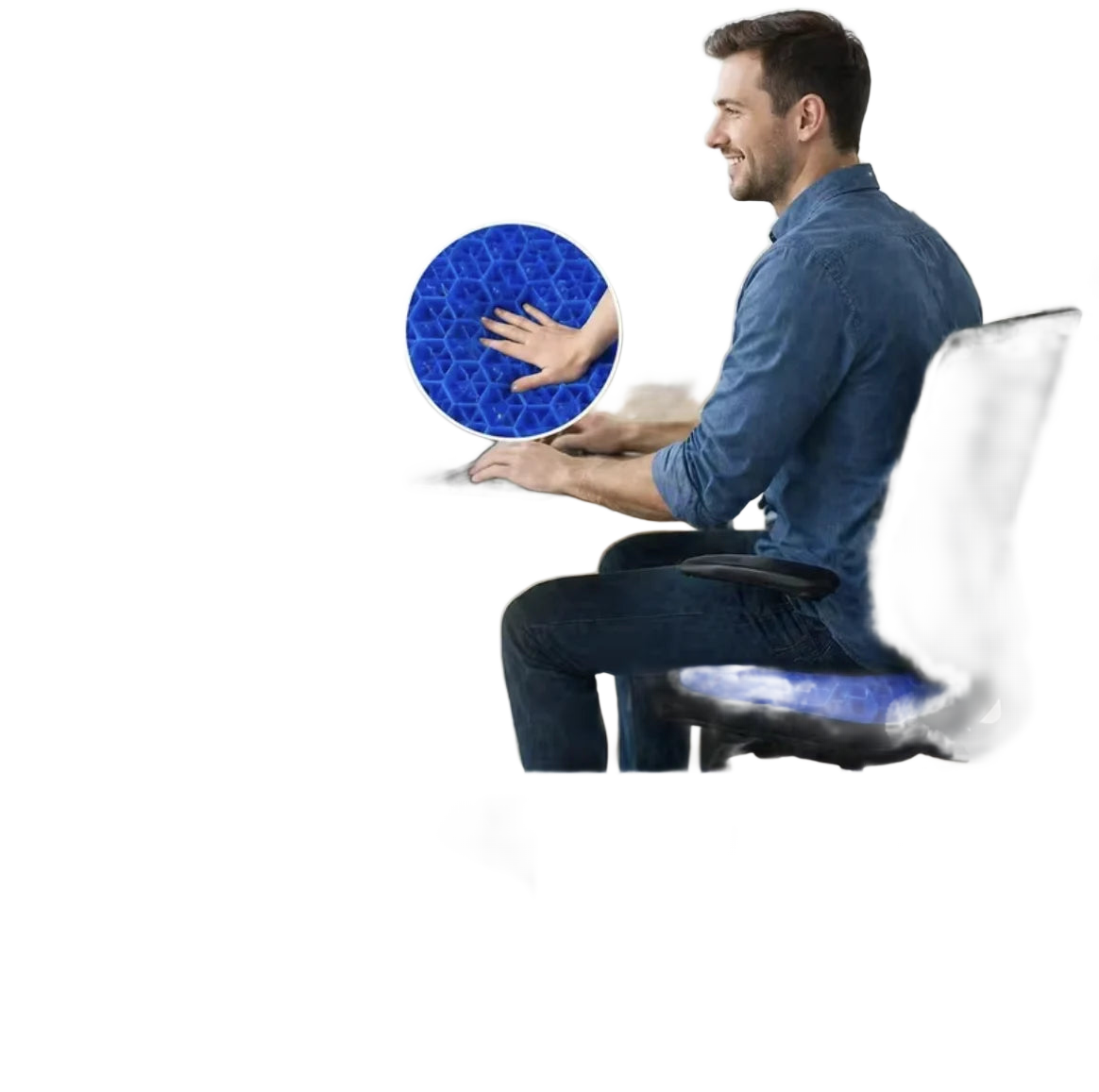 FabFit Honeycomb Gel Seat Cushion – Double Thick, Breathable & Non-Slip Sitting Pad, Blue