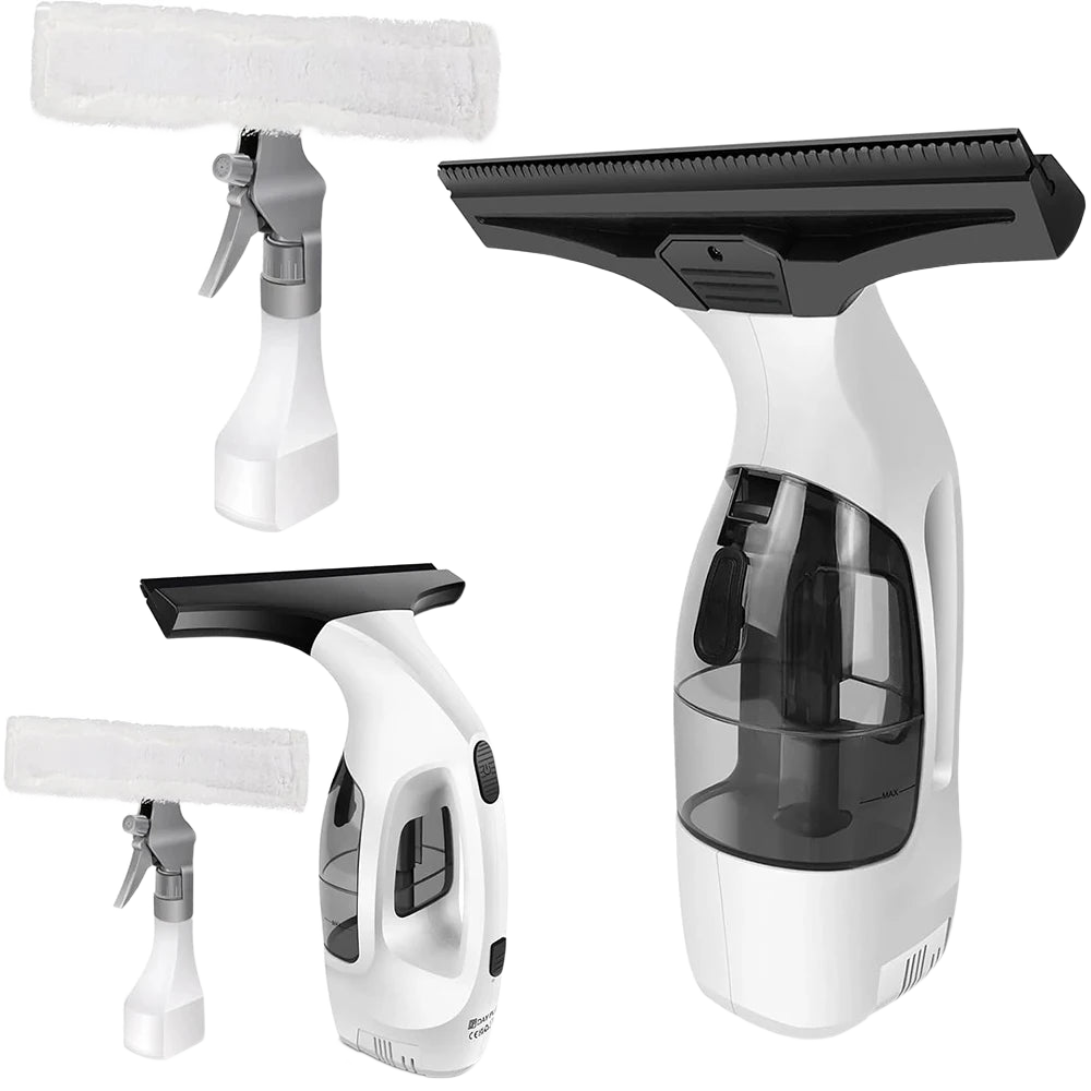 FabFit Cordless Window Vacuum Cleaner – Electric Squeegee with 300 ml Spray Bottle for Glass