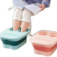 FabFit Foldable Foot Bath Soaking Bucket with Cover – Collapsible Basin, White, Pink or Green