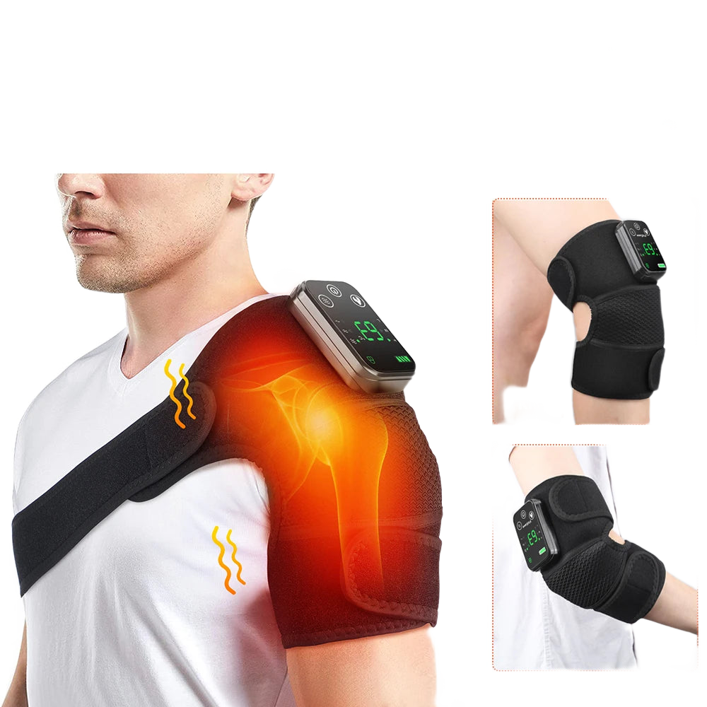 FabFit 3-in-1 Cordless Heated Knee & Shoulder Massager – Vibration Wrap for Leg, Arm & Joints