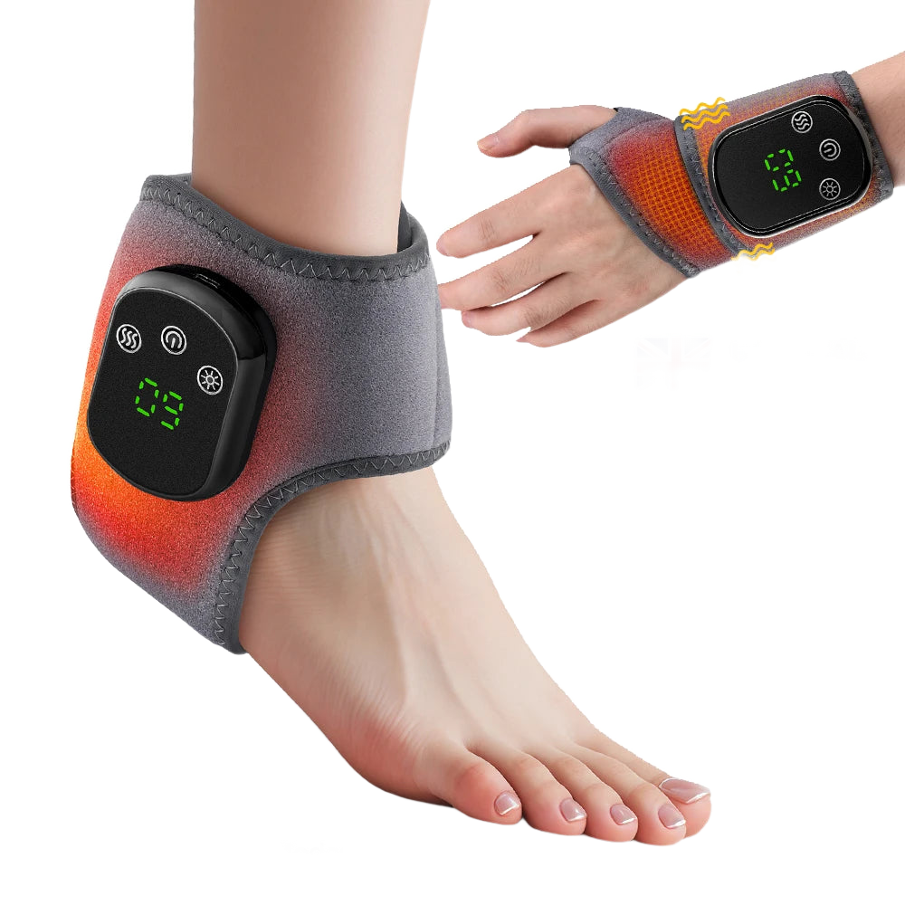 FabFit Cordless Heated Wrist & Ankle Massager Wrap – Heat & 3 Vibration Levels, Left or Right
